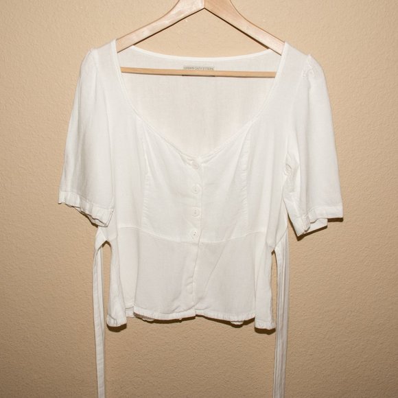 Urban Outfitters Penrose Button-front Peplum Top - Picture 3 of 5